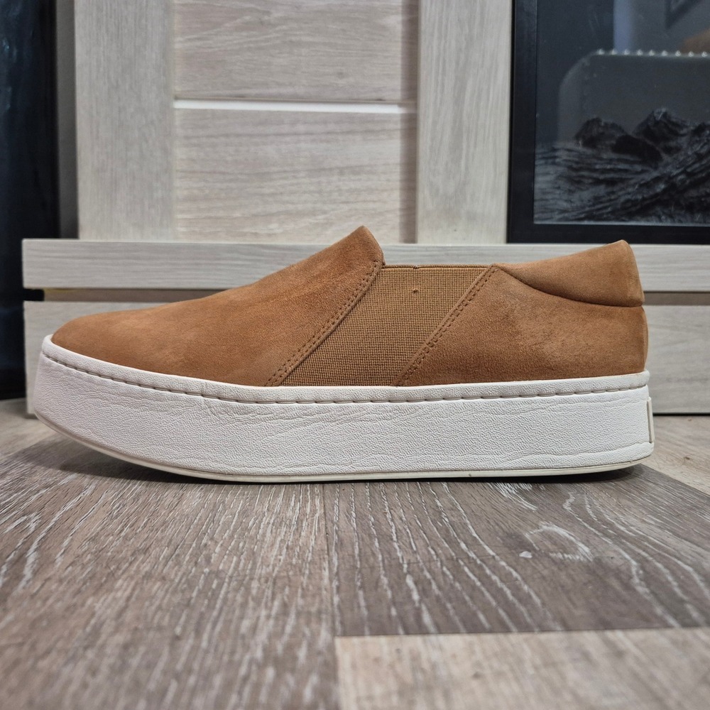 Vince Womens Tan Suede Platform Slip On Sneakers Shoes US 9 EUR 39 - Picture 8 of 10